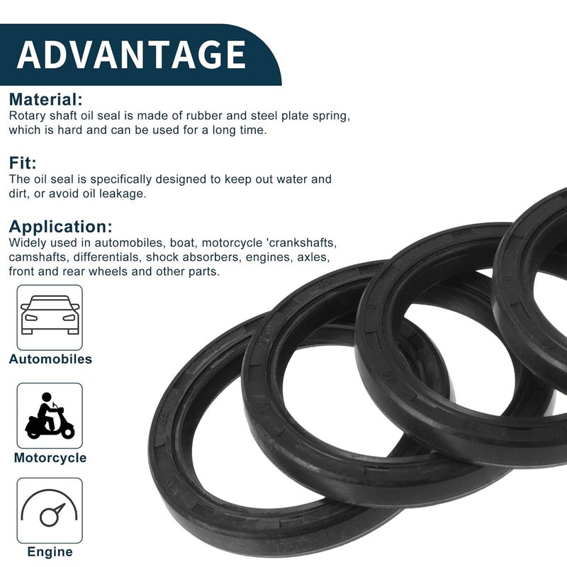 TUCKBOLD Universal Oil Seal TC Double Lip W Steel Spring Seal Ring Rotary Shaft Seal 35x45x6mm High Pressure NBR Rubber Black 5 Pcs - Image 4